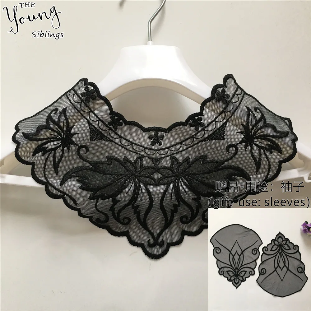 Новое поступление кружевной воротник вышивка ткань из органзы аппликация мотив