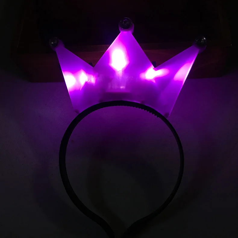 purple Красочный тиара корона принцессы светодиодный мигающий повязка на голову для детей и взрослых светильник аксессуары для волос Rave светящиеся вечерние принадлежности - Цвет: purple