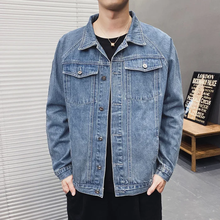 

Новинка 2021, Мужская рабочая одежда, Универсальная джинсовая куртка, Молодежная Повседневная джинсовая куртка с прострочкой
