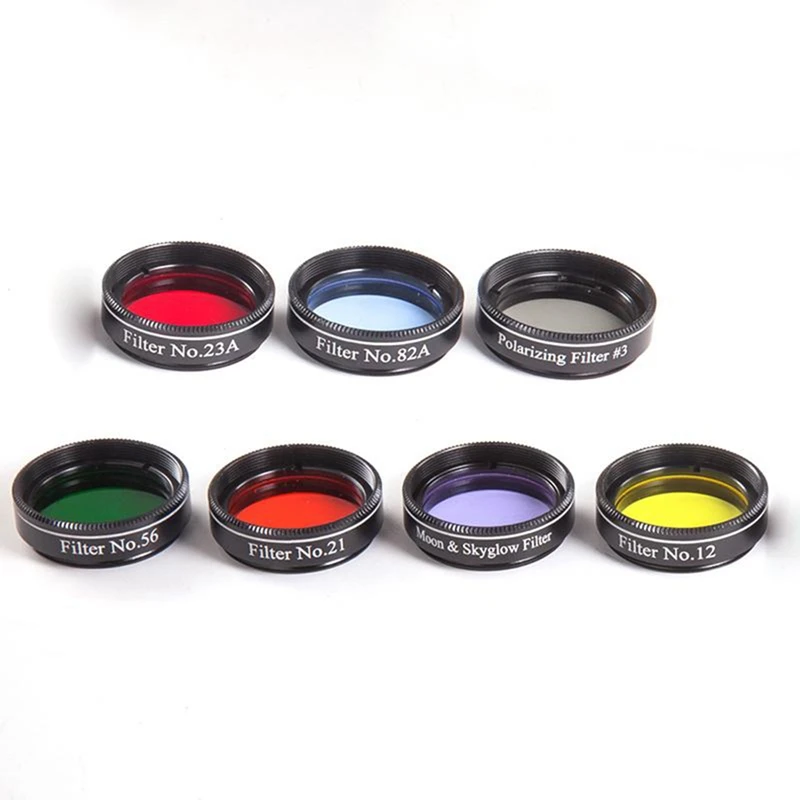 

Top!-1Set 7Pcs Eyepiece Filter Astronomical Telescopes 1.25 Inch Ocular Lens Planets and Nebula Filter Moon Skyglow 7 Color