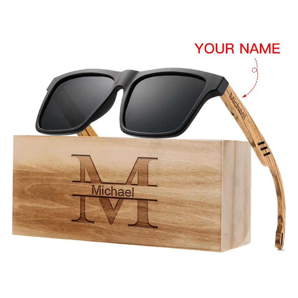 Мужские солнцезащитные очки с гравировкой на заказ поляризационные деревянные