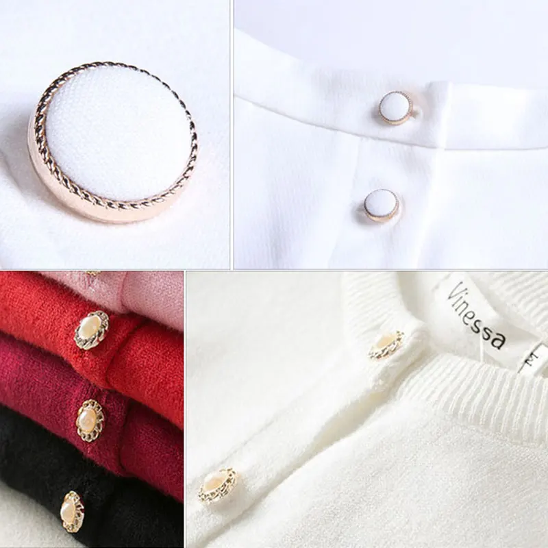

Jiwuo 10pcs Metal Buttons Clothing Button Flatback Crystal Pearl Decorative Women Coat Garment Bottons Sewing Accessories