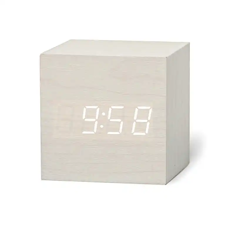

Qualified Digital Wooden LED Alarm Clock Wood Retro Glow Clock Desktop Table Decor Voice Control Snooze Function Desk Tools