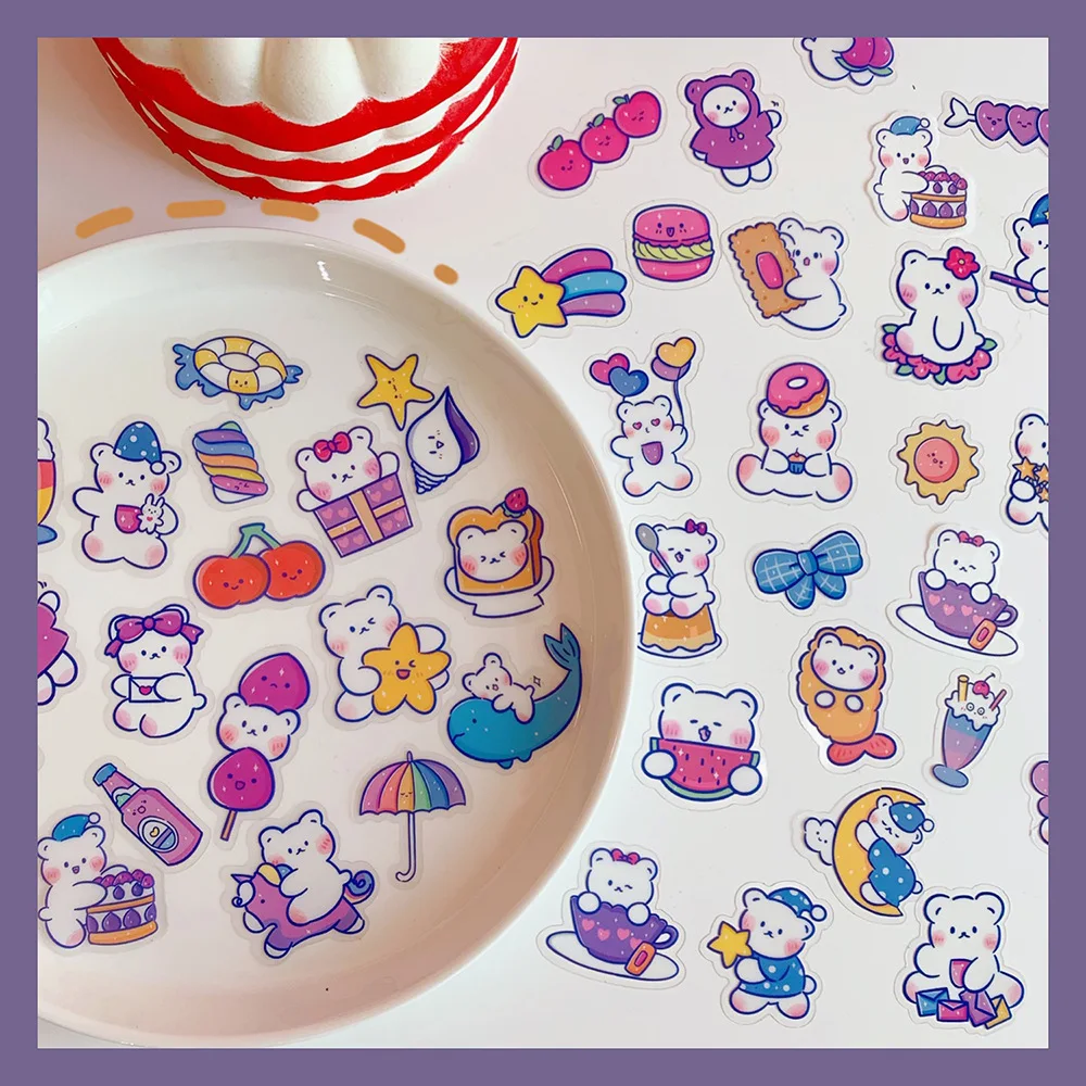 

Korean Cute Bear Stickers Student Hand Account Diy Decoration Stickers Diary Hand Account Decoration Wall Stickers