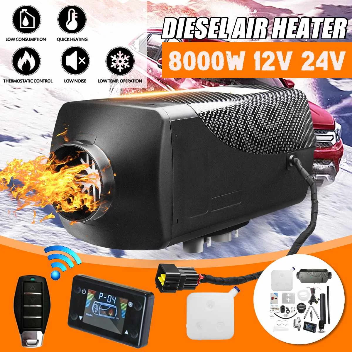 12 В/24 В 8 кВт Воздушный дизельный Обогреватель автомобильный парковочный