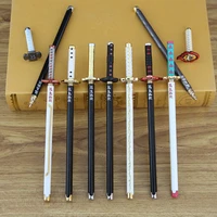 anime demon slayer gel pen sword model pen student stationary mental black ink refill writing accessories school office supplies