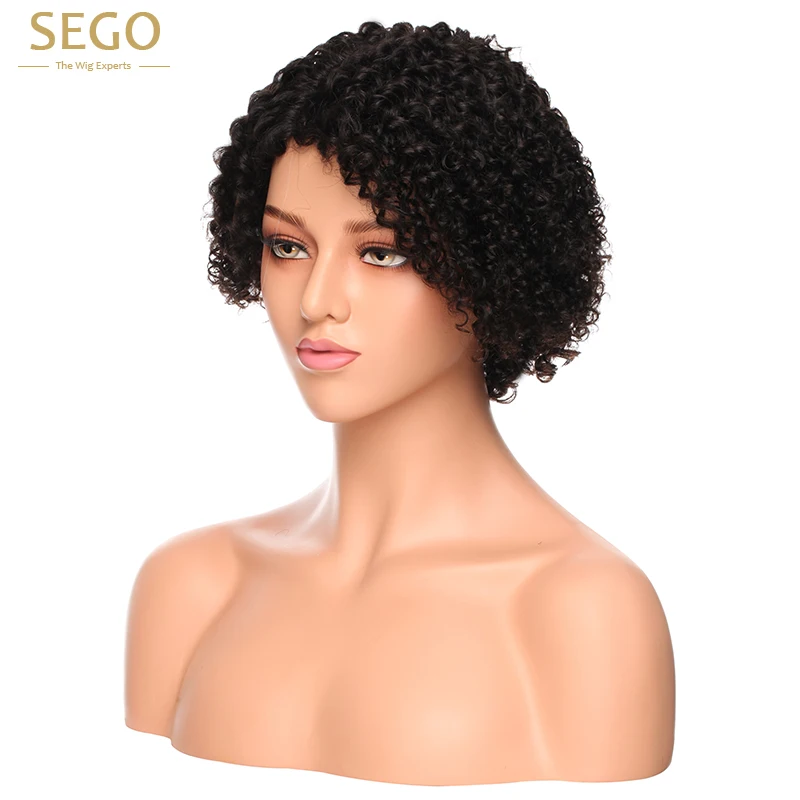 SEGO парик с короткими вьющимися волосами L часть кружева человеческих волос