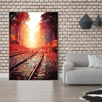 fallen leaves railway diy painting by numbers modern home decor wall art picture handmade oil painting for home decor 40x50cm