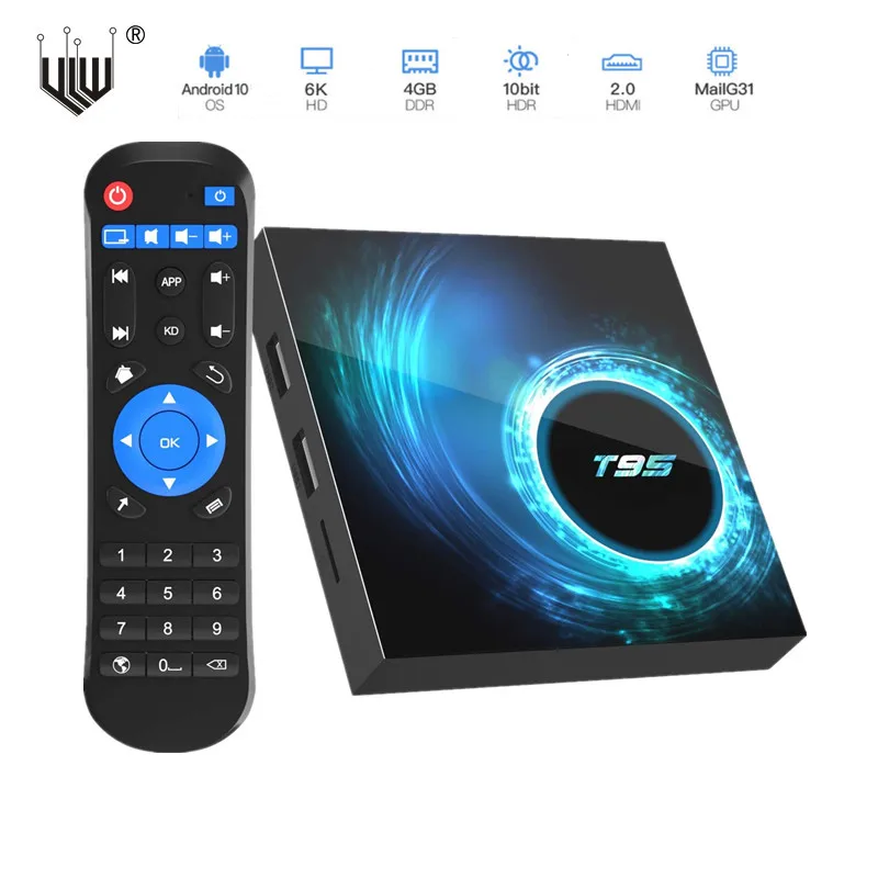 

Upgraded T95 Smart TV Box Android 10 6K 2.4G & 5G Wifi KD18 128G 6K 16G 32G 64G 4K Quad Core Set-Top Box Media Player H616