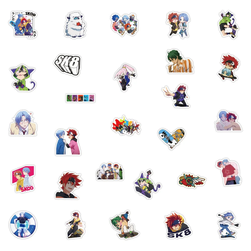 Pegatinas de dibujos animados de SK8 the Infinity, bicicleta DIY de Skateboard, nevera, port&aacute;til, equipaje, pegatina de Graffiti, pegatina de juguetes, 10/30/50 Uds.-4