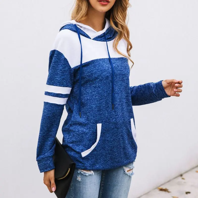 Женский Повседневный пуловер на завязках толстовка с капюшоном и боковыми