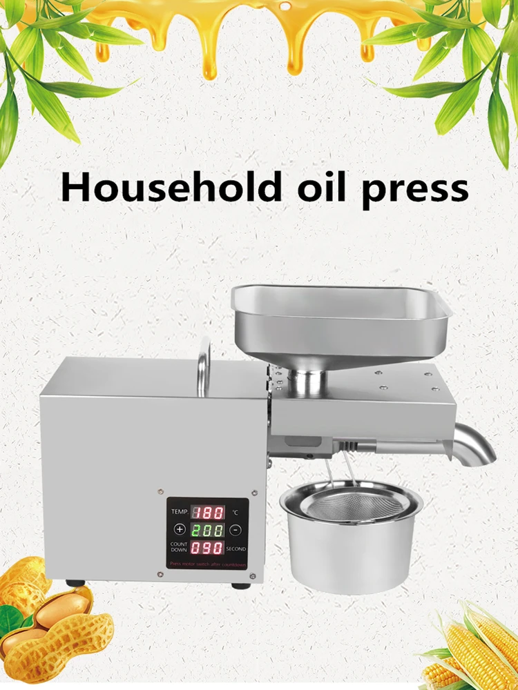 

Stainless steel oil press household commercial electric automatic hot and cold intelligent temperature control oil extraction