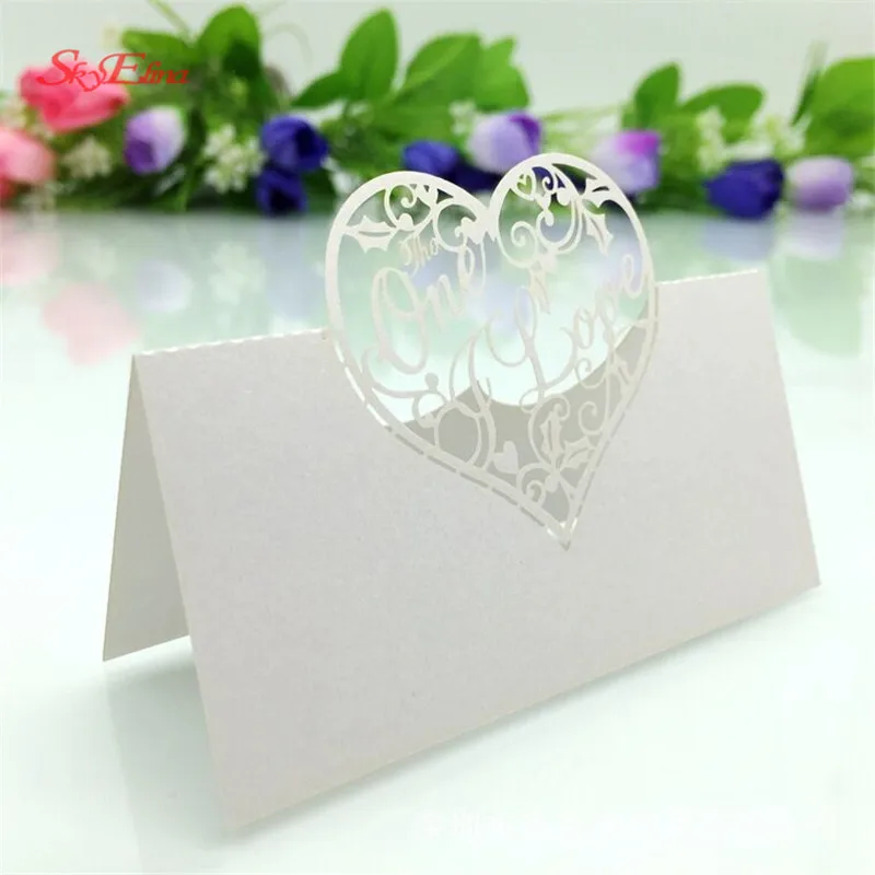 Карточка с именем лазерной резкой 100 шт./компл. карточка любовным сердцем для