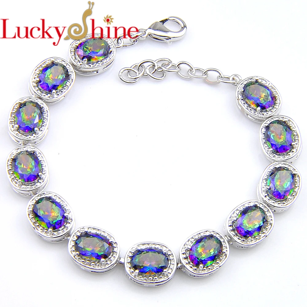 Luckyshine классический Радужный Мистик браслеты серебряные для женщин модные
