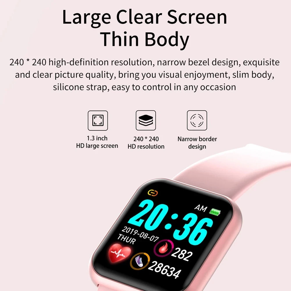 Смарт-часы Y68 для мужчин и женщин цифровые спортивные фитнес-часы с Bluetooth шагомер