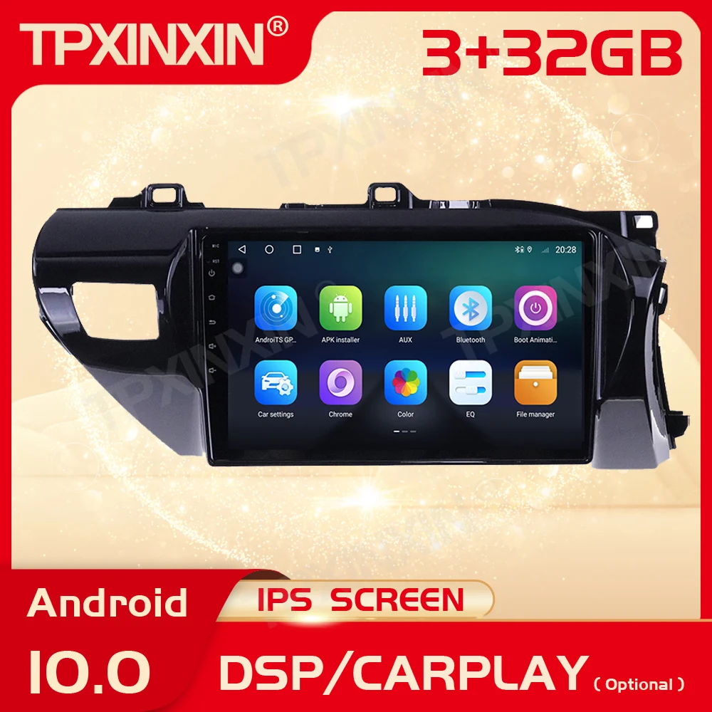 2 Din Carplay Android радиоприемник Мультимедиа Стерео для Toyota Hilux RHD 2015 2016 2017 2018 2019 2020 GPS
