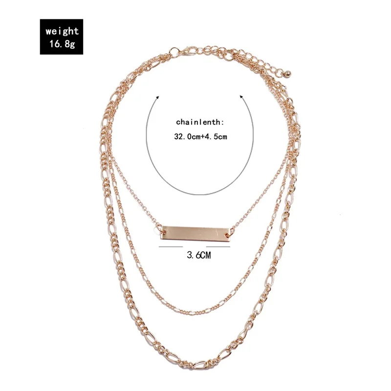 Комплект женских ожерелий 3 шт./компл. модная металлическая прямоугольная