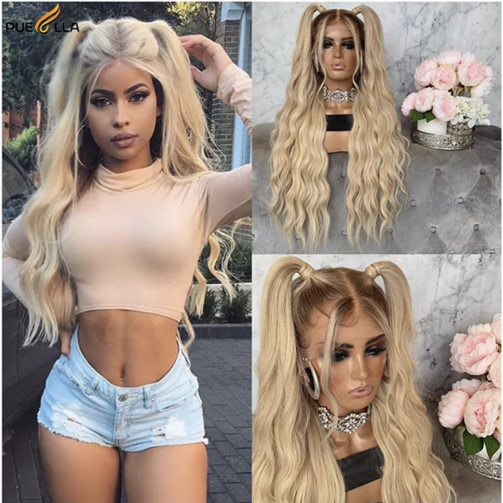 

Ombre Platinum Blonde 13x4 Lace Frontal Wig Pre Plucked Brazilian Remy 13x6 Lace Front Human Hair Wigs For Women 180 Density