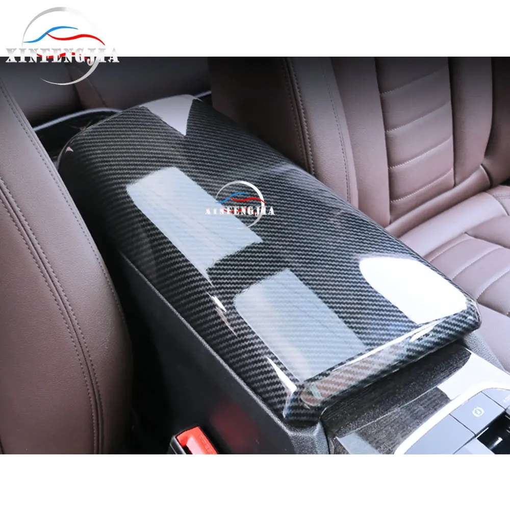 

1*Carbon Fiber Color Car Center Armrest Box Protective Cover Console Box Auto Seat Arm Rest Box Cover For BMW 3 Series G20 19-20