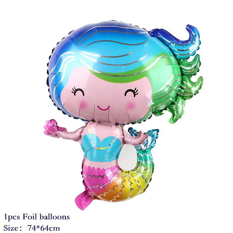 1pcs Mermaid 1 комплект шаров с изображением русалки, детские украшения на день рождения, фиолетовые, синие воздушные шары конфетти, шарики для свадьбы, товары для душа - Цвет: 1pcs Mermaid