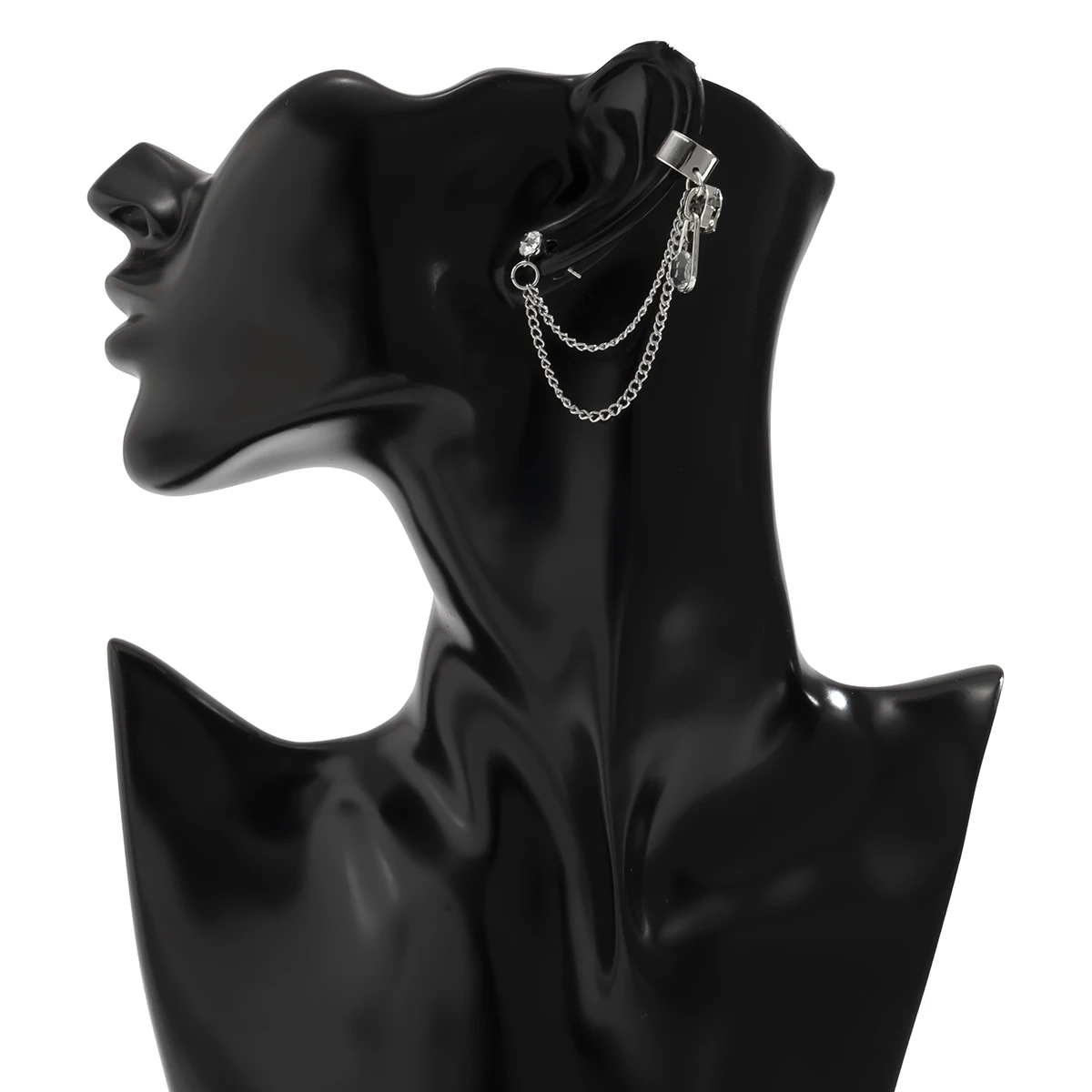 

SHIXIN Simple Fashion Rhinestone Clip Earrings For Women/Men Ear Hook Silver Color Ear Clips Double Pierced Earring Jewelry 2021