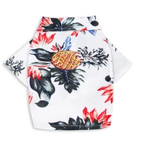 pet clothes spring and summer hawaii printed cotton hemp shirt small medium sized teddy shiba inu