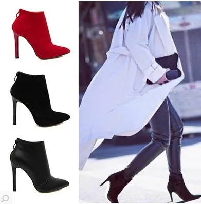 

legs elegant pointed high-heeled short boots season classic all-match long