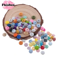 fkisbox 500pcs 12mm lentil loose beads silicone baby teether bpa free newborn teething necklace nurse pacifier chain accessories
