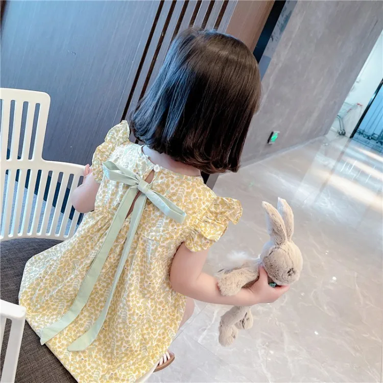 

Summer New Fashion Girls Petal Sleeve Cute Dress Kids Sleeveless Dresses Children Clothing Baby Clothes