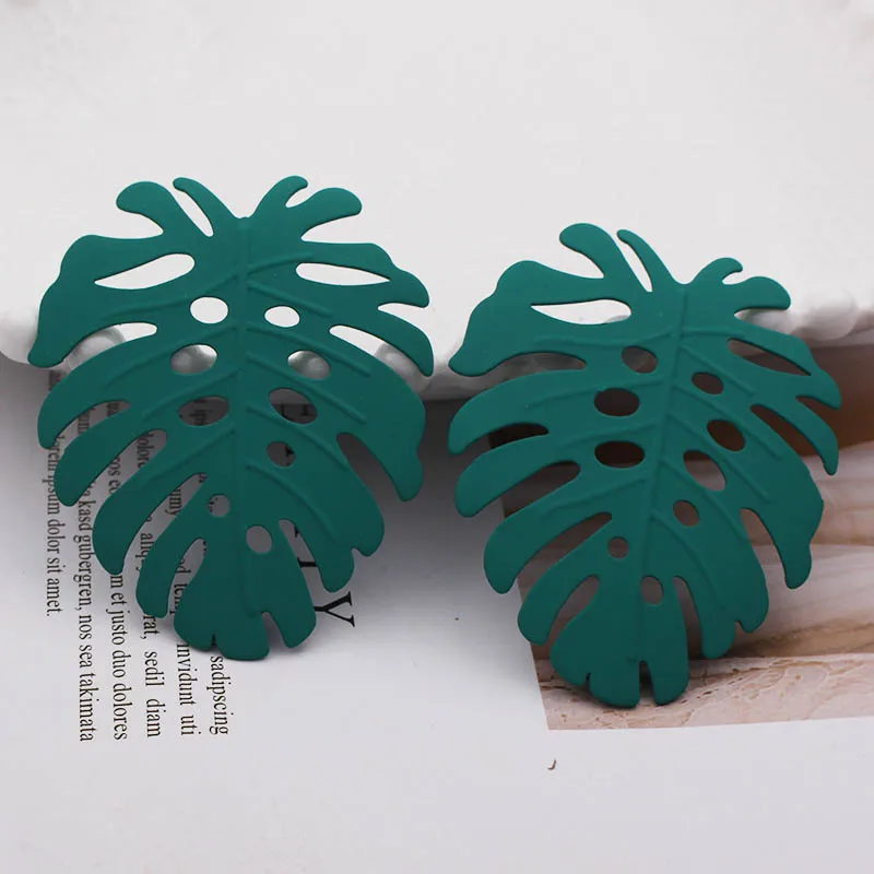 Большие серьги гвоздики в богемном стиле с листьями модные массивные полыми