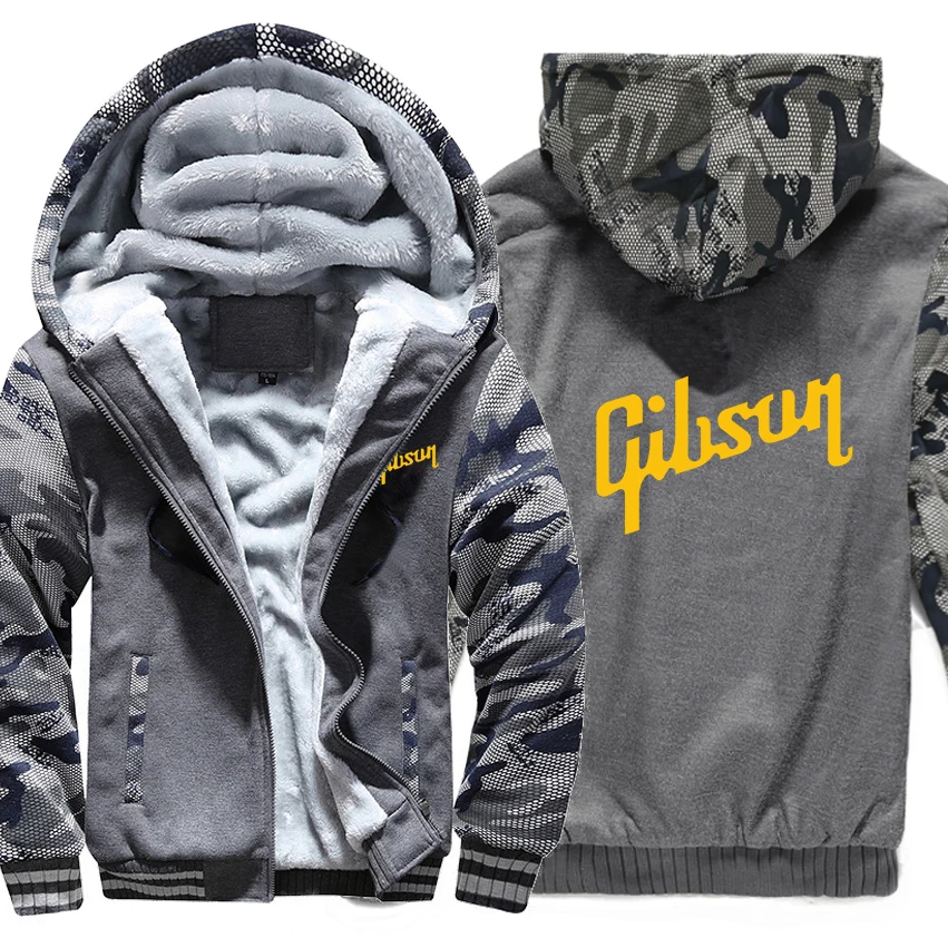 Фото Гитары бренд Gibson толстовки зимняя камуфляжная теплая зимняя куртка с капюшоном на утином Мужская Флисовая фанатов музыки в стиле «хип-хоп» Gibson кофты №5