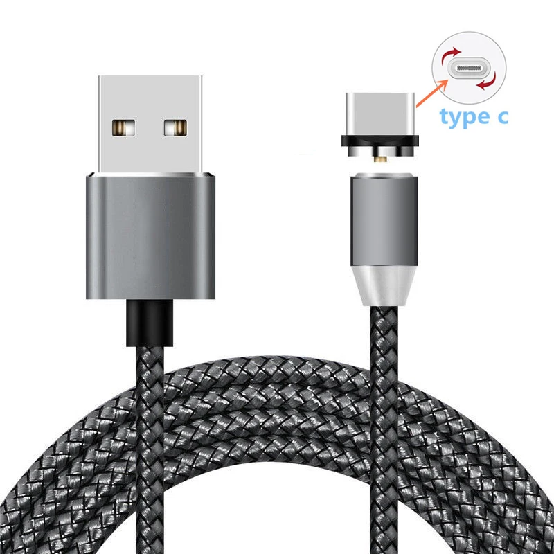 Магнитный Тип C Магнит Micro USB кабель для зарядного устройства для samsung J3 J4 J5 J6 J7 J8 A10 A20 A30 A40 A50 A70 Быстрая Зарядка телефона Зарядное устройство - Цвет: Type C Cable Gray