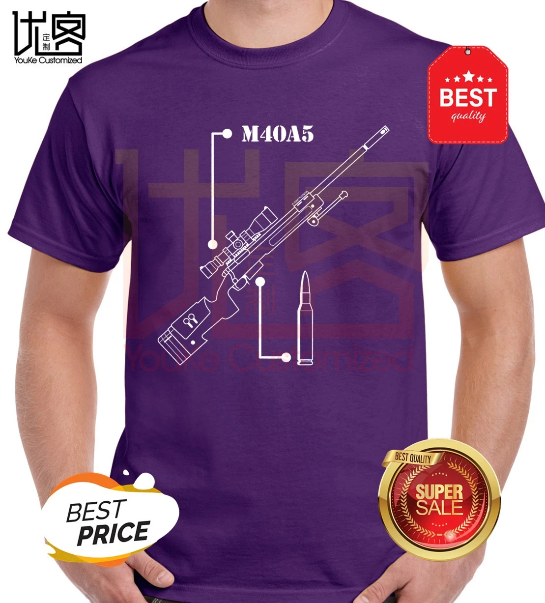 Футболка m40a5 армейского зеленого цвета с изображением снайперской винтовки warzone