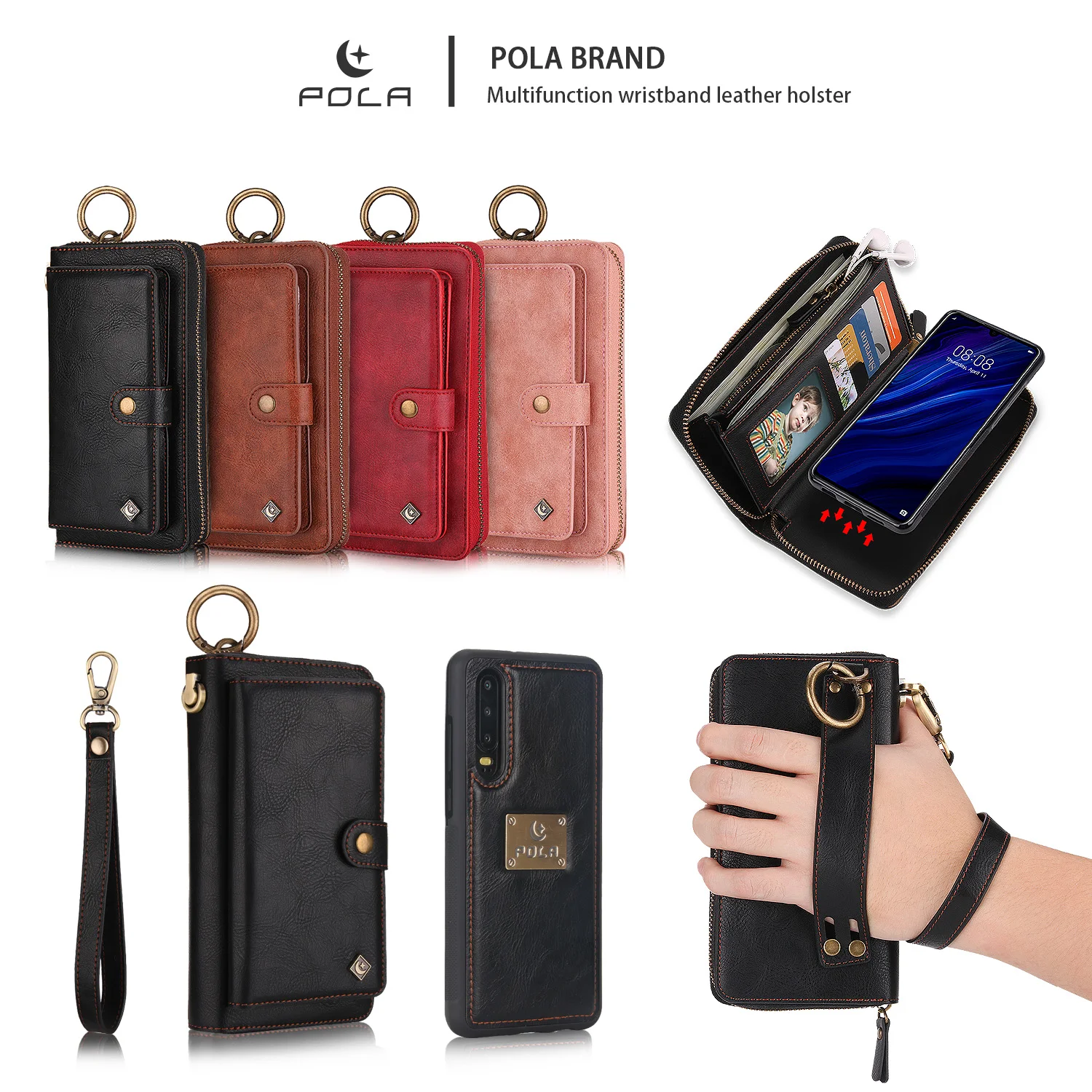 Чехол для телефона Funda 2020 Huawei P30 роскошный кожаный чехол кошелек с отделением карт