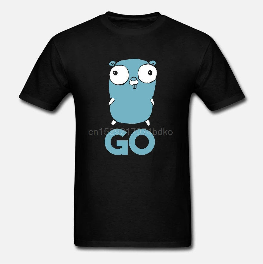 Мужские футболки с принтом хлопковые круглым вырезом Golang Gopher GO Lang