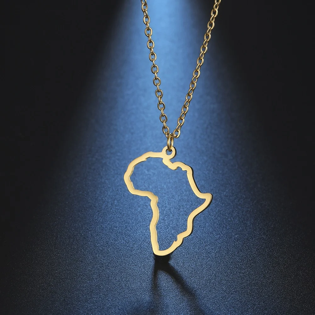 MyShape African Map Pendant Necklaces for Women Men Hollow Map South Africa Stainless Steel Necklace Choker Jewelry Gifts Female