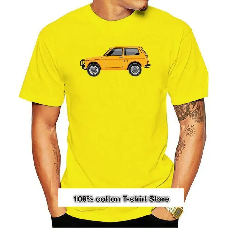 

Camiseta de манга corta para hombre y mujer, prenda de vestir, de color naranja, с принтом LADA Niva 4x4, модель ваз 2121