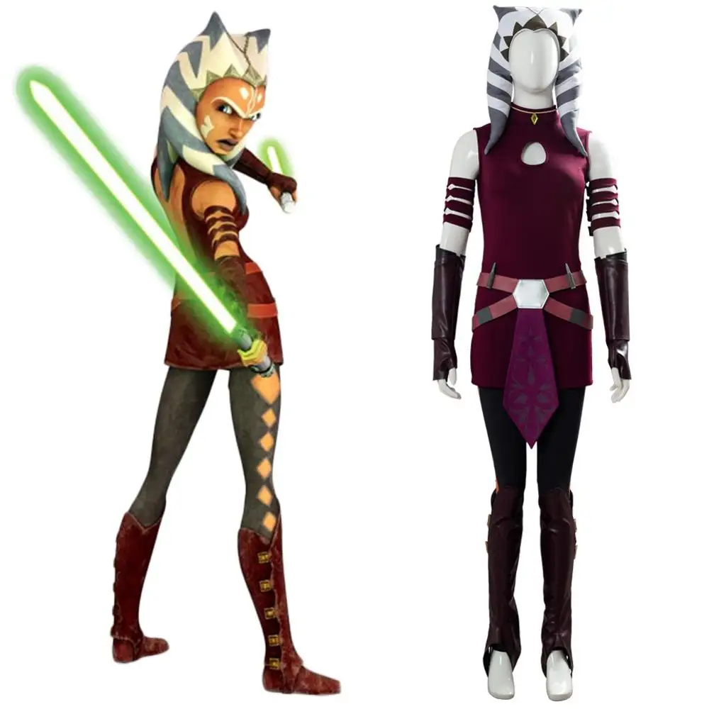Быстрая доставка косплей в стиле Звездных войн костюм Ahsoka Tano для косплея