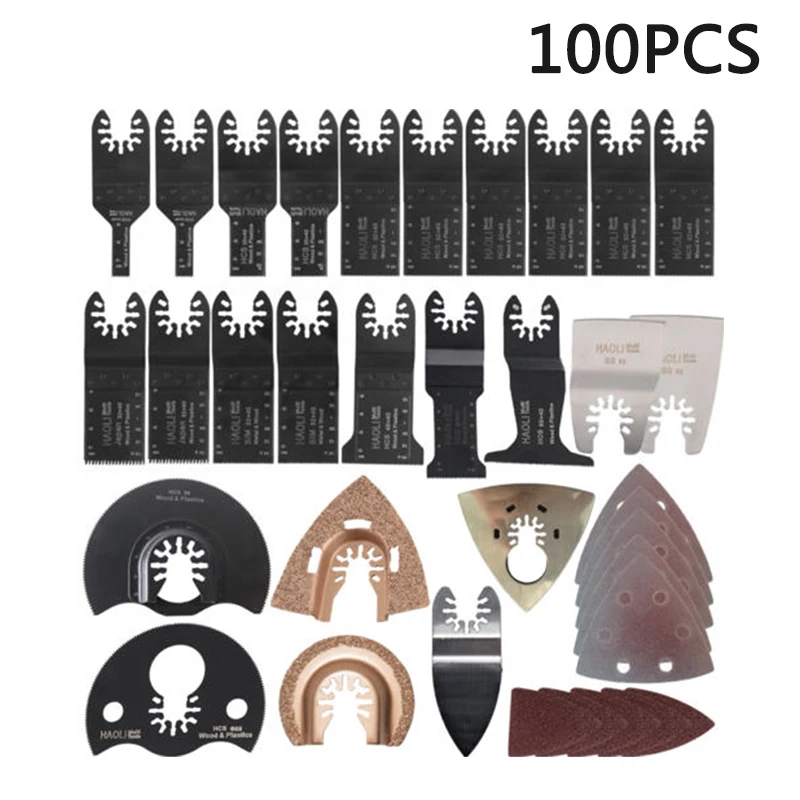 

100pcs/Set Assorted Replacements Oscillating Multi Tool E-Cut Saw Blades For Fein Power Tools Accessories Sanding Sandpap