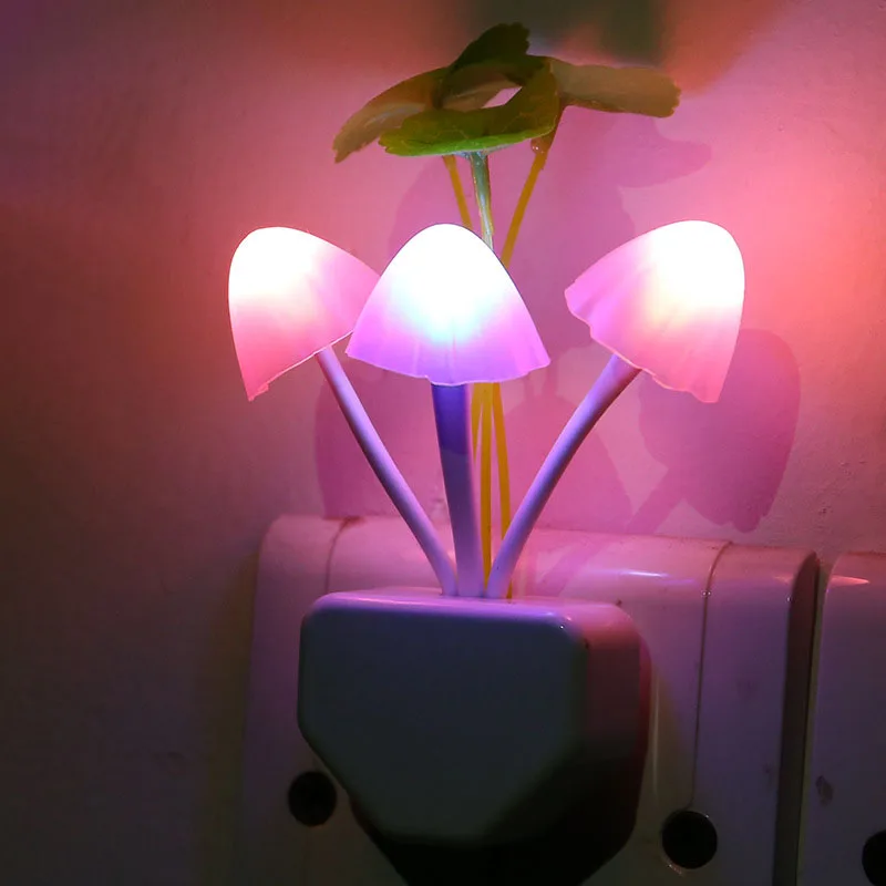 

Novelty Mushroom Fungus Night Light EU&US Plug Light Sensor 3 LED Colorful Mushroom Lamp Led Night Lights for baby