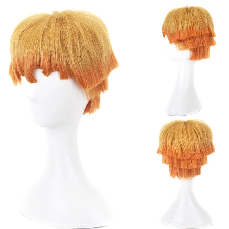 

Популярный парик для косплея из аниме «рассекающий демонов» Kimetsu No Yaiba Agatsuma Zenitsu, парик для косплея, термостойкий синтетический короткий пар...