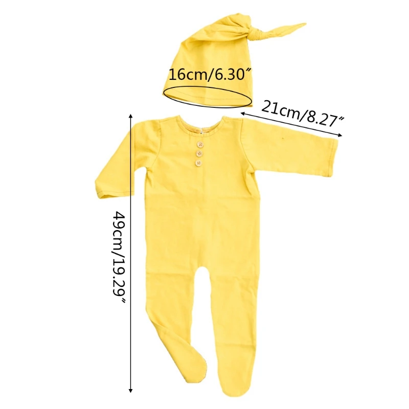 

2 Pcs/Set Baby Bodysuit Hat Set Newborn Photography Props Romper Jumpsuit Cap