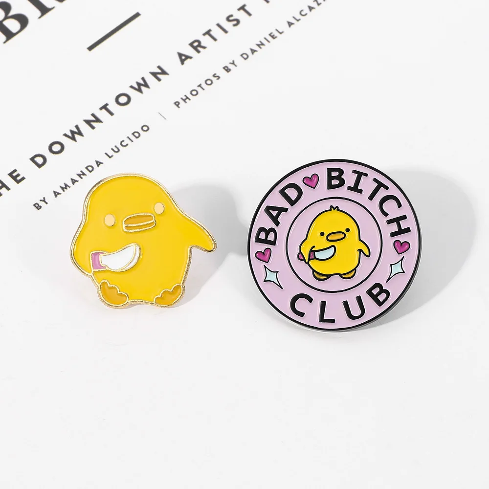 Новые забавные эмалированные булавки с желтым ножом и курицей для детской одежды