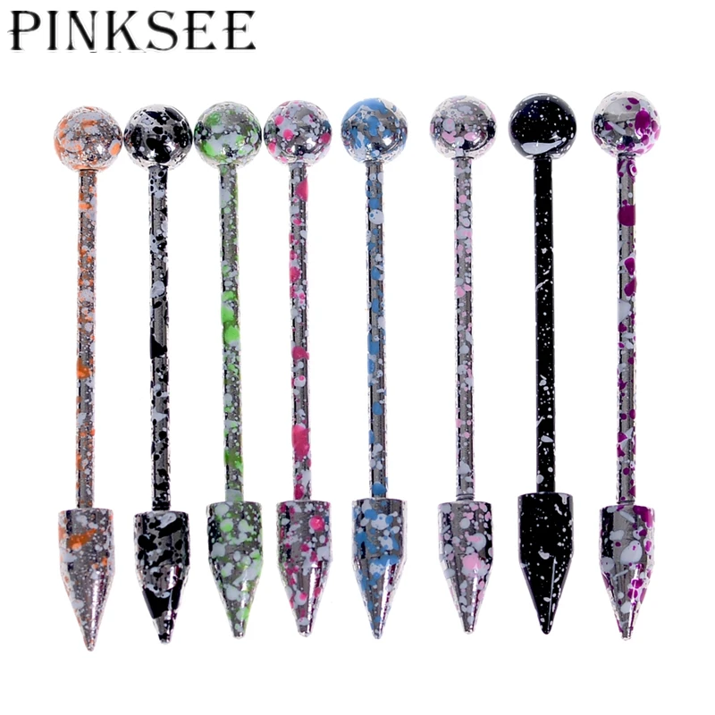 Pinksee 8 шт./лот новые красочные шарики длинные штанги стрелы язык кольца для женщин