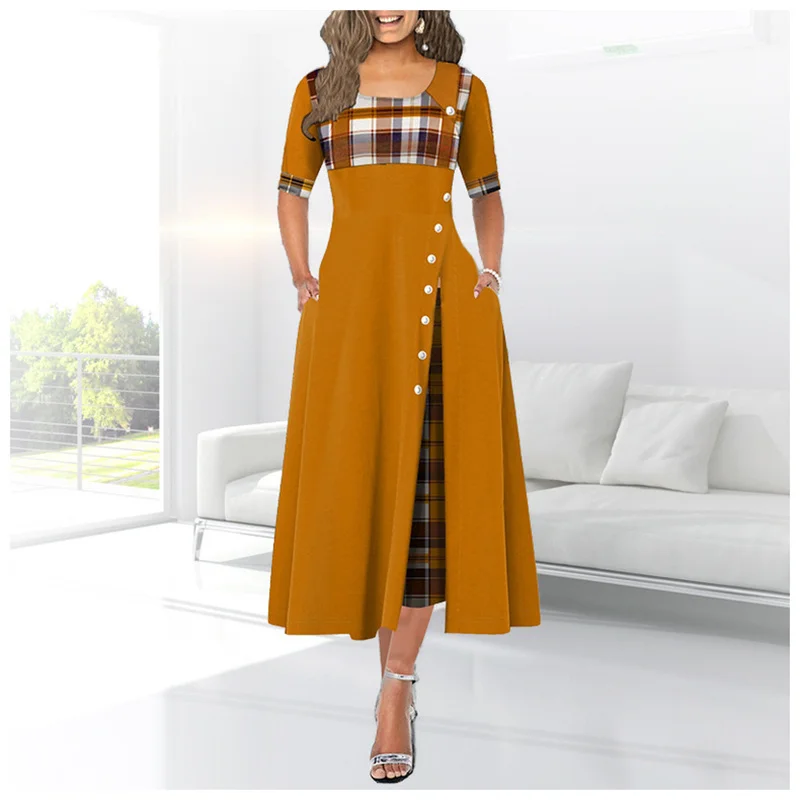 

Summer Street Style Women's Short Sleeve Round Neck Swing Dress