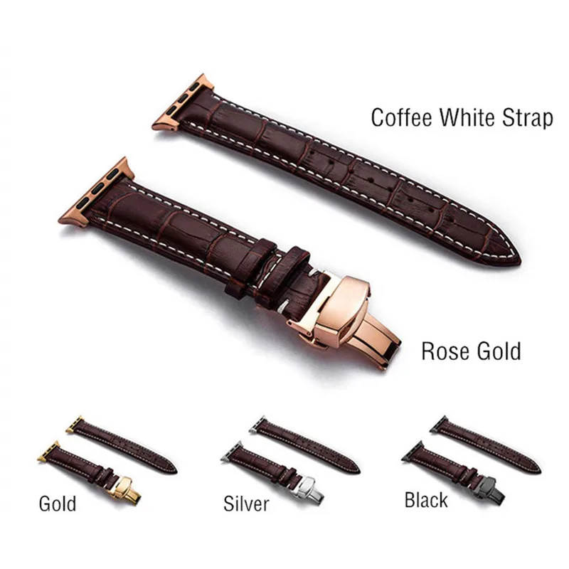 Ремешок из воловьей кожи для Apple Watch Band First Layer браслет iWatch 44 мм 40 5/4/3/2/1 аксессуары