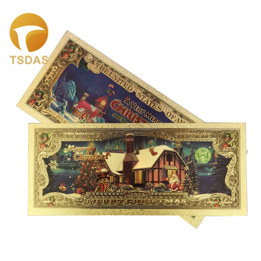 100 шт./компл. банкноты из золотой фольги с Санта-Клаусом красочные 1 доллар США