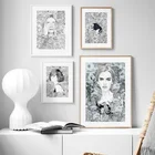 Абстрактная девушка цветок для волос растение Настенная живопись холст скандинавские винтажные плакаты и принты настенные картины для декора гостиной