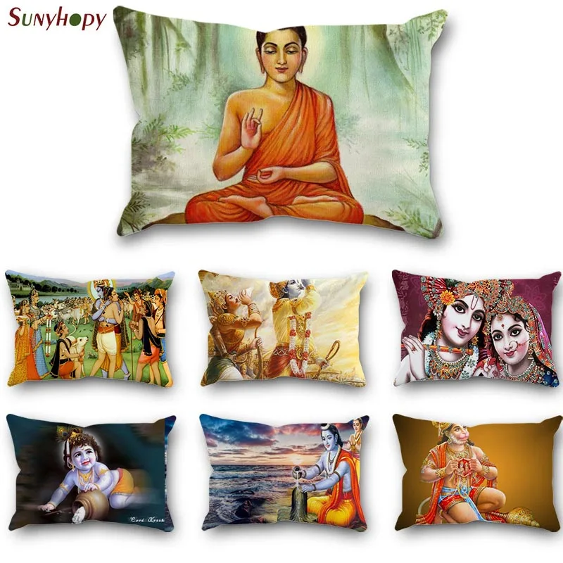 

Popular Style Radha Krishna Custom Digital Printed Cushion Cover Polyester Throw for Sofa Car Home Pillowcases 0804ZLL