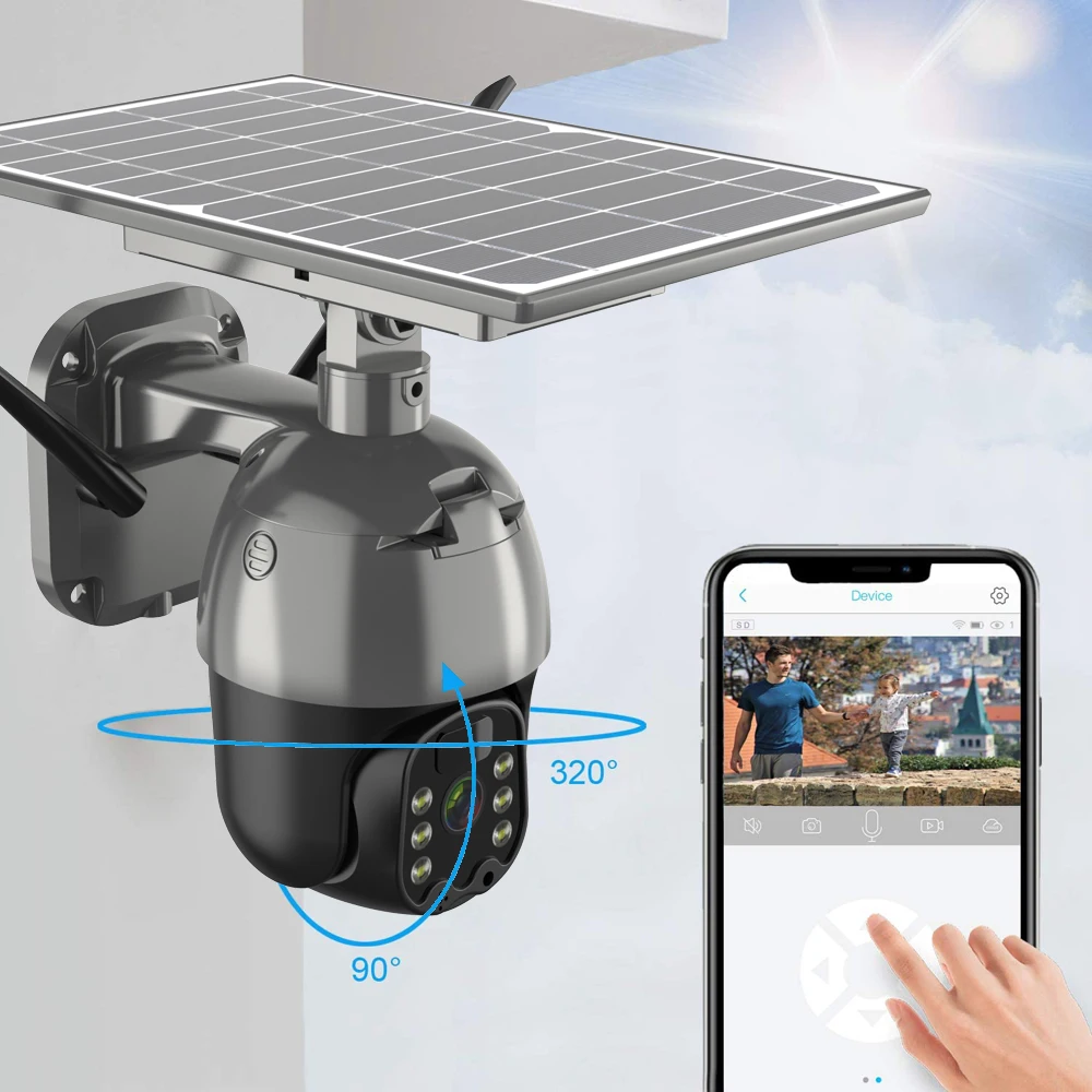 

4G WiFi IP Camera solar cell camera 3MP translation tilt outdoor 4G LTE wireless remote control monitor night vision PIR